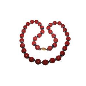 Vintage Art Deco Cinnabar Necklace